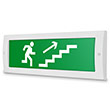 Световое табло «Направление к эвакуационному выходу по лестнице вверх (правосторонний)», Молния (12В)